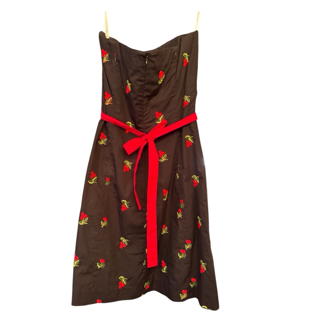 Shoshanna strapless minidress black w/cherries size 8 EUC VS-3 - Picture 2 of 4